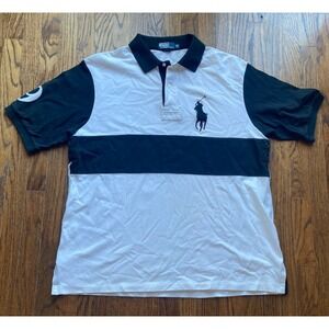Vintage Polo Ralph Lauren Shirt Mens XLT Big Pony Striped Rugby Short Sleeve